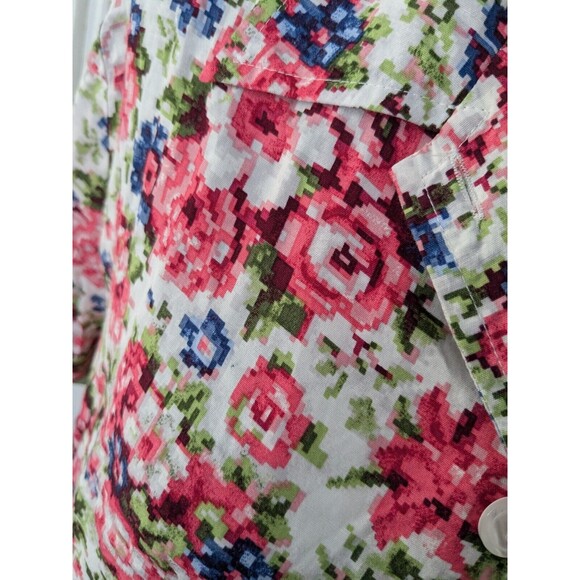 Classics Jantzen Top Womens L Vintage Floral Multi Short Sleeve Button Up Shirt - Picture 6 of 10